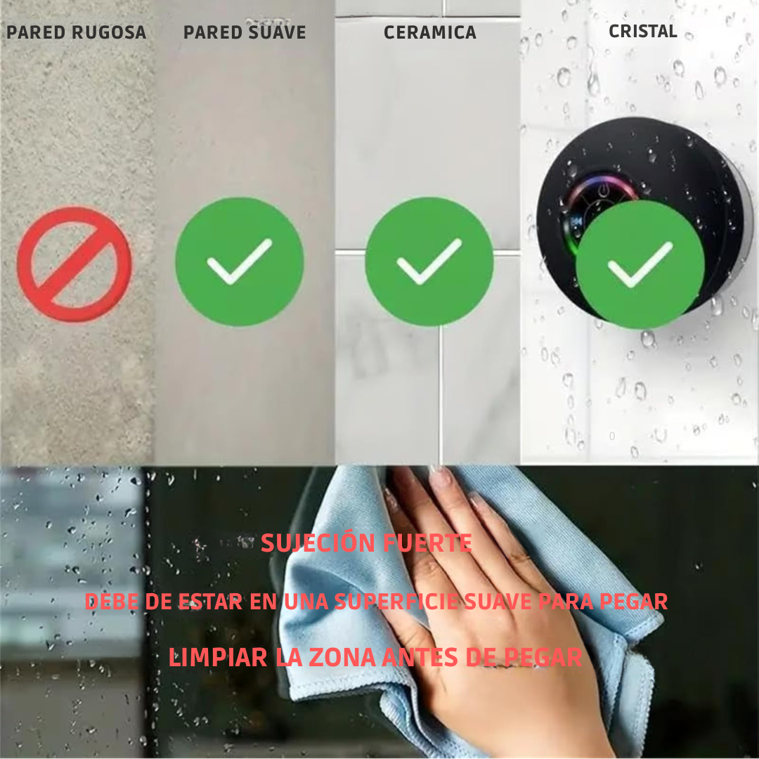 Mini Altavoz Portátil Bluetooth Impermeable con Ajuste a Cualquier Superficie